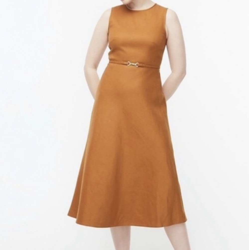 Tan Gold Clasp A line Dress